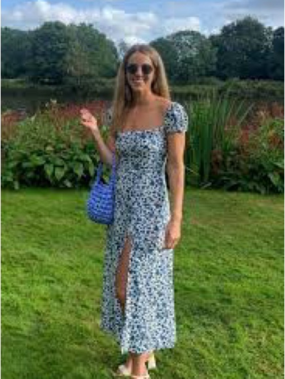 Reformation Sienne Dress in the Rainey print Square-Neck Sz 4